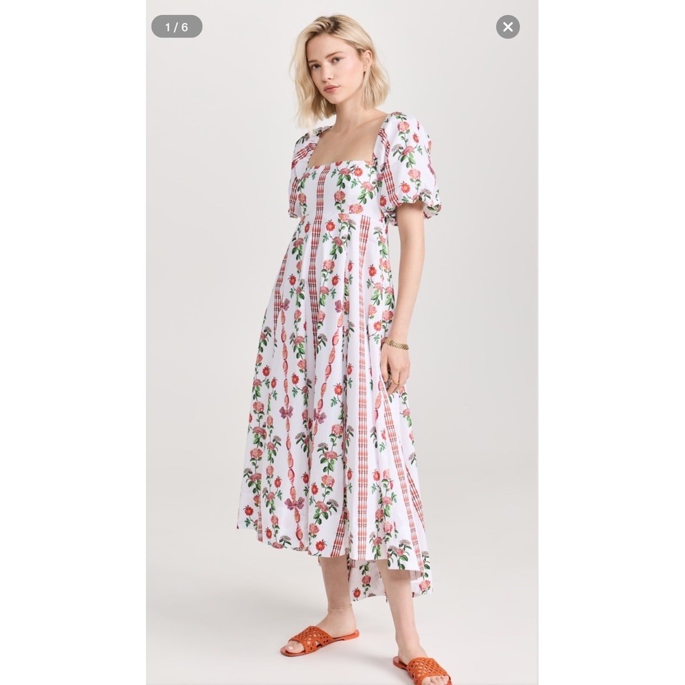 Hill House Home The Matilda Dress Red Shell Vine Stripe Size XS CottageCore sun